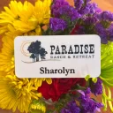 A matte white plastic nametag