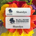 Both plastic nametag sizes side by side