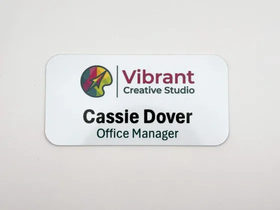 Printed white metal name tag