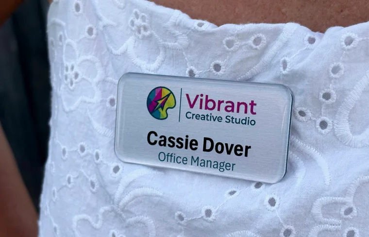A finished nametag made by Nametag Ninja