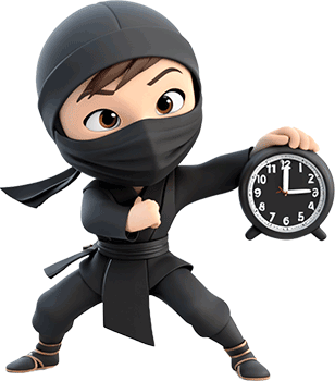 Ninja holding a clock